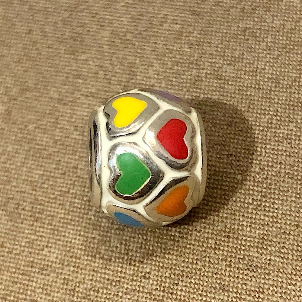 🆕Listing Brighton Open Heart bead Silver-Multi Red Yellow blue Green etc Retired